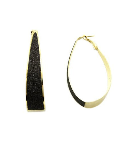Shimmer Elliptical Hoop Earrings in Black/Gold-Tone