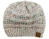 C.C Unisex Colorful Confetti Soft Stretch Cable Knit Beanie Skull Cap
