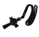 Polished Veritas Aequitas Pendant 5mm Black Cuban Chain Necklace, Black