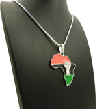 Power Fist on Pan Africa Continent Pendant with 2mm 24" Box Chain Necklace, Silver-Tone