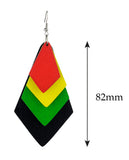 Women's Geometric Layered Shape Wood Dangle Pierced Earrings, Chevron