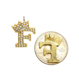 Stone Stud Tilted Crown Initial Pierced Earrings, F/Gold-Tone