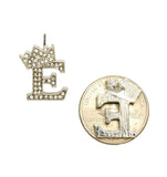 Stone Stud Tilted Crown Initial Pierced Earrings, E/Silver-Tone