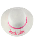 C.C Children's Weaved Crushable Beach Embroidered Quote Flop Brim Sun Hat