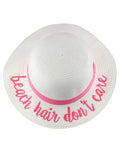 C.C Children's Weaved Crushable Beach Embroidered Quote Flop Brim Sun Hat