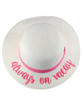 C.C Children's Weaved Crushable Beach Embroidered Quote Flop Brim Sun Hat
