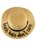C.C Children's Weaved Crushable Beach Embroidered Quote Flop Brim Sun Hat