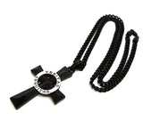 Polished Veritas Aequitas Pendant 5mm Black Cuban Chain Necklace, Silver-Tone