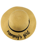 C.C Children's Weaved Crushable Beach Embroidered Quote Flop Brim Sun Hat