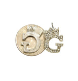 Stone Stud Tilted Crown Initial Pierced Earrings, G/Silver-Tone