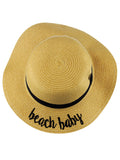C.C Children's Weaved Crushable Beach Embroidered Quote Flop Brim Sun Hat