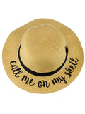 C.C Children's Weaved Crushable Beach Embroidered Quote Flop Brim Sun Hat