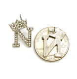 Stone Stud Tilted Crown Initial Pierced Earrings, N/Silver-Tone