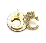Stone Stud Tilted Crown Initial Pierced Earrings, C/Gold-Tone