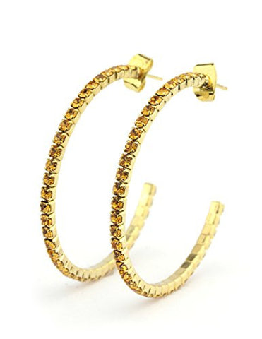 Tangerine Swarovski Elements 35mm Flex Hoop Earrings in Gold-Tone MADE IN KOREA IKE1000GT