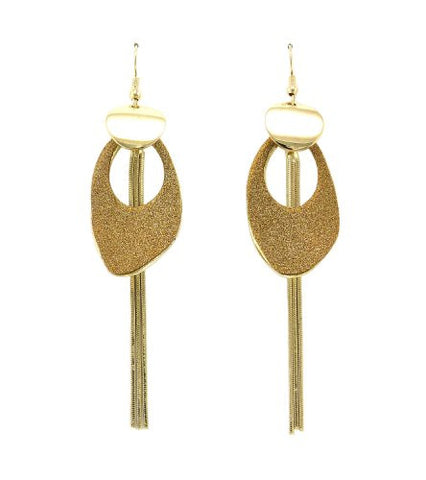 Shimmering Shell Chain Drop Earrings in Gold-Tone