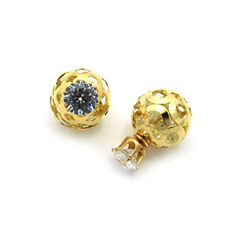 Tribal Sphere Filigree Round Cut Cubic Zirconia Fashion Earrings