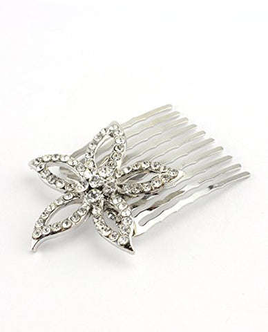 Women's Elegant Bridal Rhinestone Star Flower Hair Comb