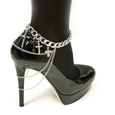 Multi Style Silver Color Cross Charm Heel Chain Fashion Anklet DB1019RD