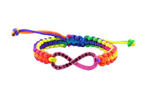 Directioner® Fans Pink Rhinestone Infinity Rainbow Macrame Bracelet MB291