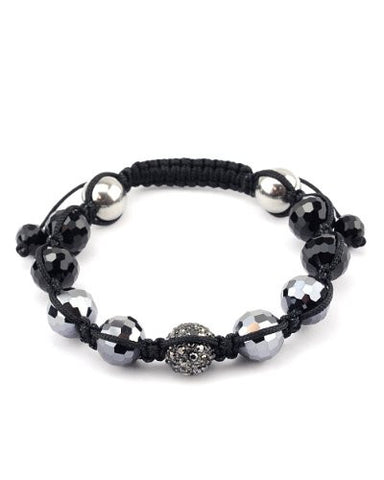 Metal, Faux Crystal, & Rhinestone Bead Multi Bead Shamballa Bracelet MHB89HE