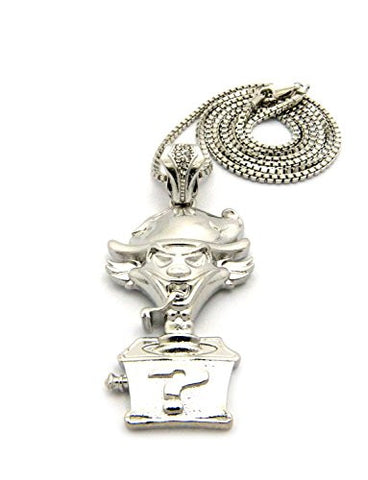 The Jeckel Riddle Box Hip Hop Pendant 2mm 24" Box Chain Necklace in Silver-Tone