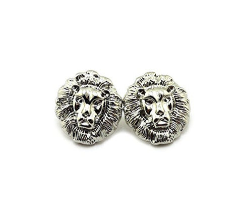 Lion Head Celebrity Look Mini Stud Earrings in Silver-Tone EMQ156R