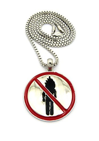 Rapper Music Video Monster Logo Pendant 2mm 24" Box Chain Necklace in Silver-Tone