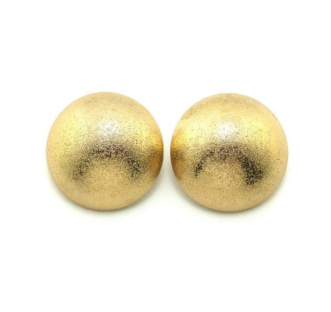 Rough Metallic Matte Finish Half Ball Stud Earrings in Gold-Tone