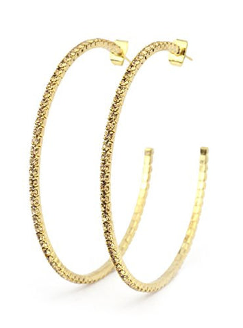Fancy Yellow Swarovski Elements 55mm Flex Hoop Earrings in Gold-Tone MADE IN KOREA IKE1002GB