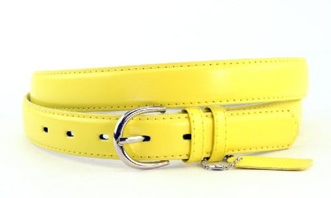 Nyfashion101 Women's Basic Leather Dressy Belt w/ Round Buckle H001-Light Yellow-XXL