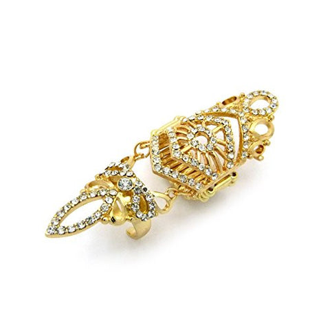 Rhinestone Pave Glamorous Fashion Ring in Gold-Tone