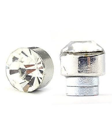 Round Cut 5mm (0.20") Clear Stone Surgical Steel Magnetic Stud Earrings in Silver-Tone