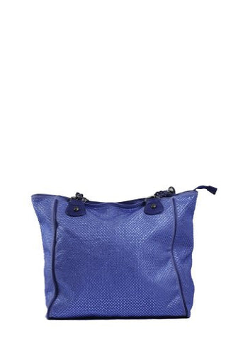 Very Unique All Over Silver Studded Canvas Leather Shoulder Handbag BLUE HD1331BLU