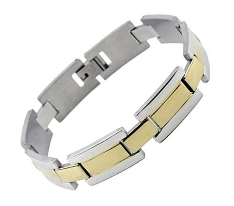 NYfashion101 Men's Fashionable Two-Tone Stainless Steel Bracelet 4027