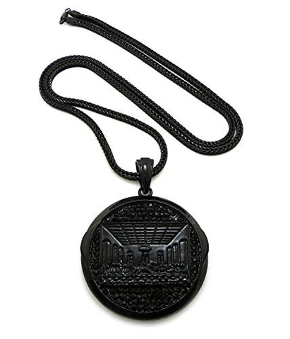 The Last Supper Jet Pave Medallion Pendant with 36" Franco Chain Necklace RC436