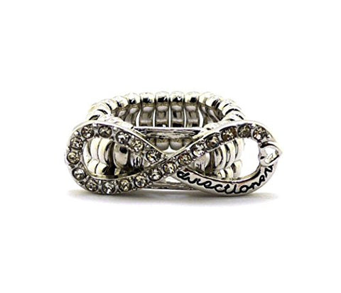 Directioner® Fans Clear Rhinestone Stretch Infinity Ring in Silver-Tone XR32R