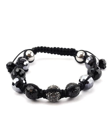 Hematite Encrusted Ball w/ Multi Style Charm Shamballa Bracelet MHB92HE