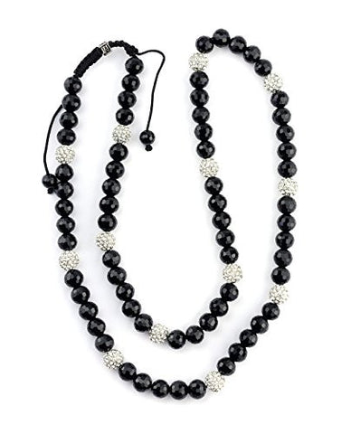 Faceted Faux Crystal Bead & Silver-Tone Encrusted Ball Necklace MC153BKCR