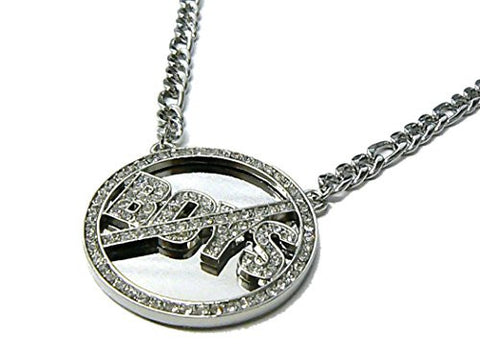 Pave Barbie Mirror Pendant 5mm 20" Figaro Chain Necklace in Silver-Tone