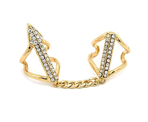 Rhinestone Arrow Charm Fashion Knuckle Ring in Gold-Tone JR2001GDCLR