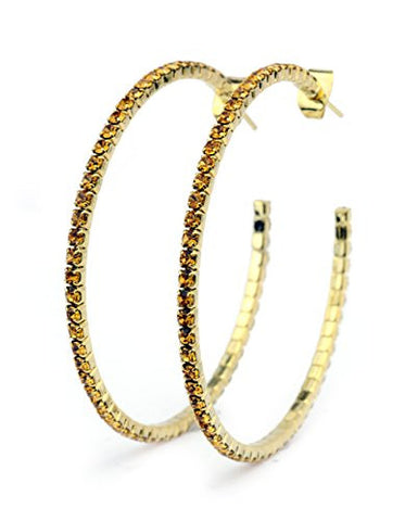Tangerine Swarovski Elements 45mm Flex Hoop Earrings in Gold-Tone MADE IN KOREA IKE1001GT