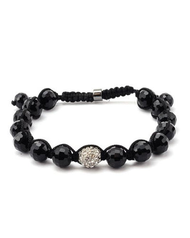 Black Disco Ball w/ Silver Tone Encrusted Bead Shamballa Bracelet MB23R
