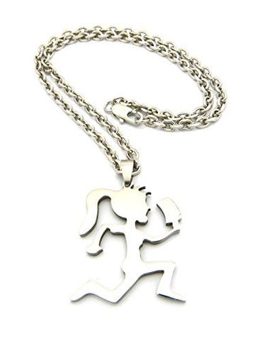 New Hatchetgirl Pendant 4mm 18" Link Chain Necklace in Silver-Tone