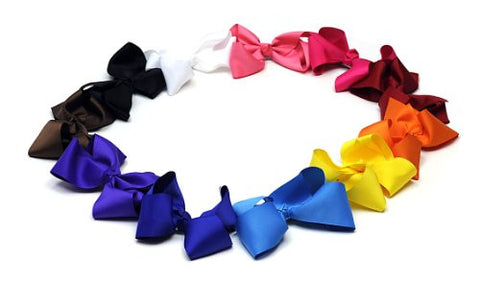 Adorable Wavy Satin Grosgrain Ribbon Bow Style Hair Clip in Smart 11 Piece Pack Set B