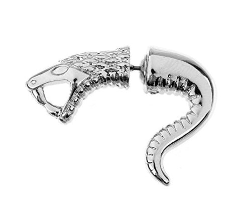 Snake Design Double-Side Stud Earrings in Silver-Tone
