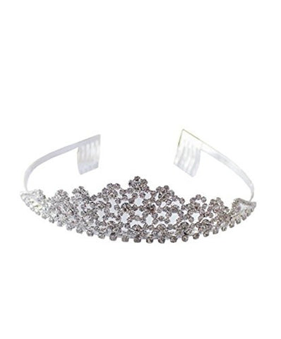 NYfashion101 Rhinestone Studded Floral Layered Mid Sized Crown Tiara NHTN616SCLY