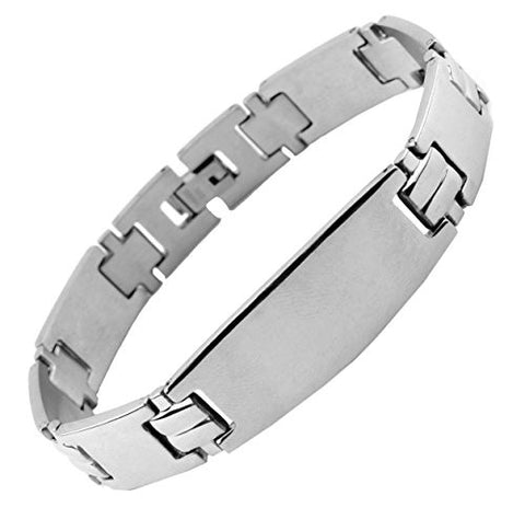 NYfashion101 Men's Fashionable Silver-Tone ID Stainless Steel Bracelet 4008
