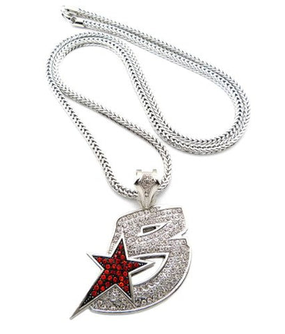 Iced Out Black Wall Street Pendant 36" Franco Chain Hip Hop Necklace in Silver-Tone XP905R