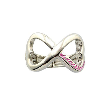 Heart Shape Infinity Loop Directioner® Fans Stretch Ring in Pink/Silver-Tone XR35RPK